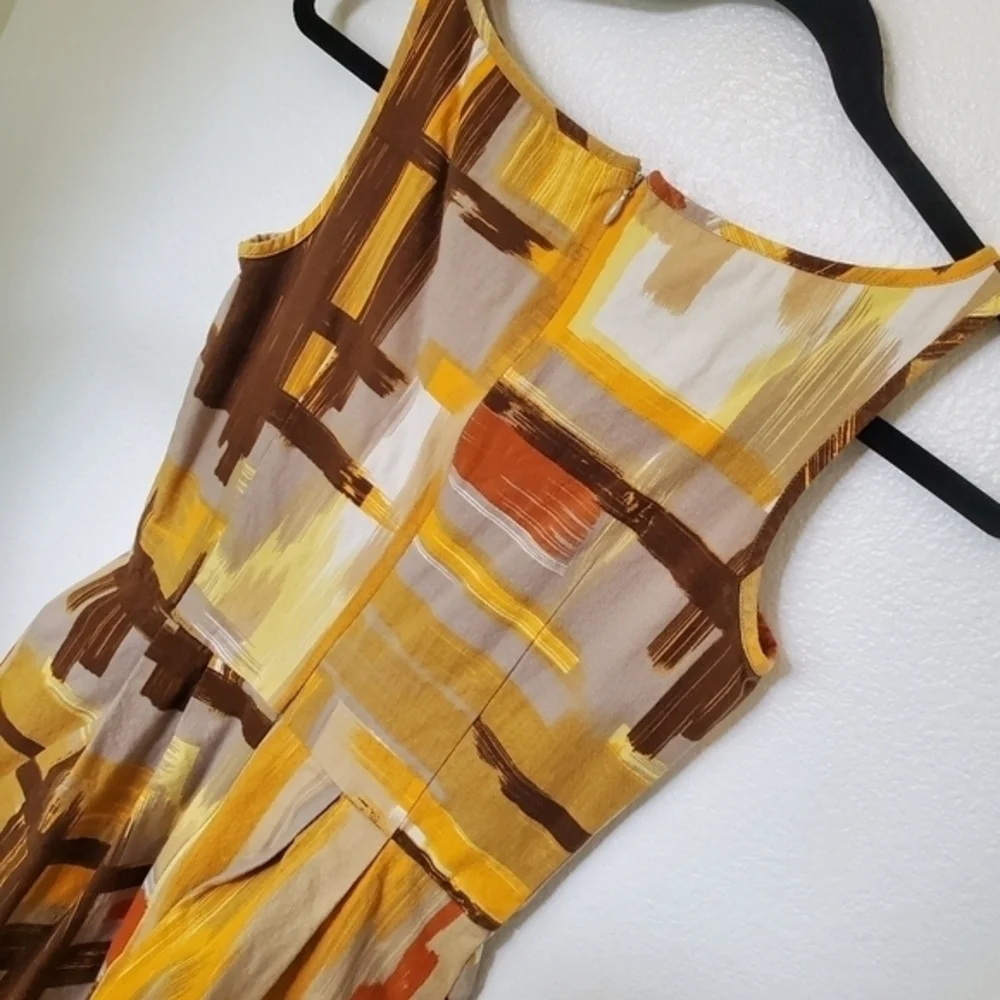 Anthropologie Tabitha Women's Brushstrokes Sleeveless Cotton Fit & Flare‎ Dress